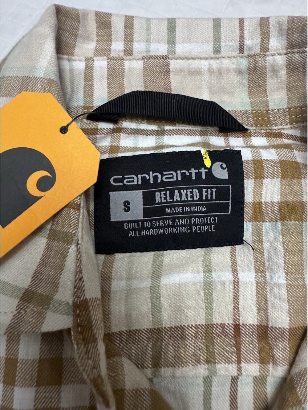 Carhartt Men's Rugged Flex Relaxed Fit Plaid Long Sleeve Button-Up Shirt Size S - Picture 4 of 7